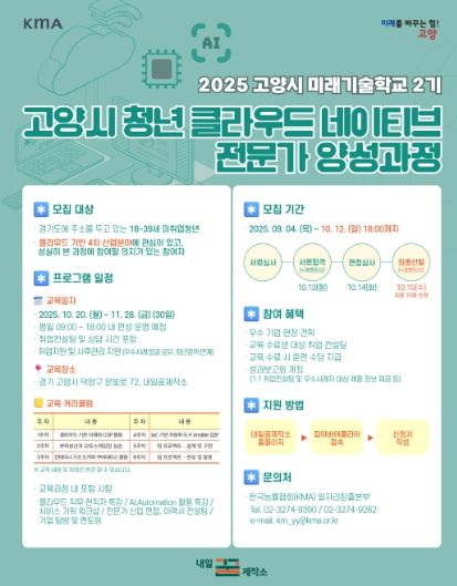 ‘청년 클라우드네이티브 전문가 양성과정' 모집 안내문