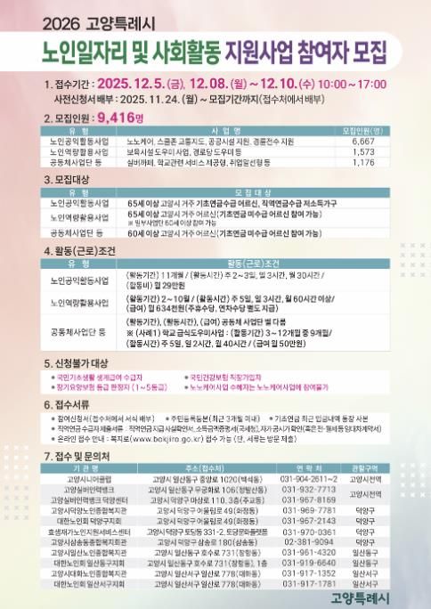 2026년 노인일자리 참여자 모집 홍보물