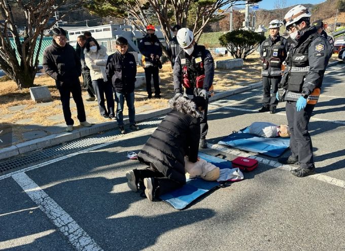 금산군 남일면 화재 대비 소방훈련 모습