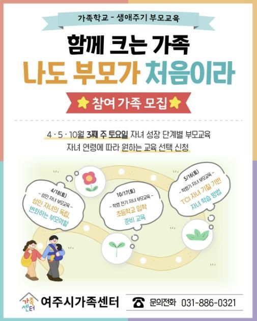 여주시가족센터, '생애주기별 맞춤형 부모교육' 참여 가족 모집
