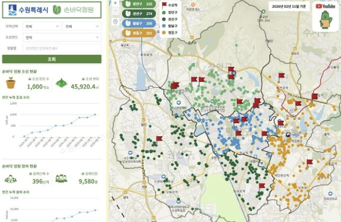 손바닥정원 정보를 볼 수 있는 ‘지도도 보는 손바닥정원’ 화면 갈무리